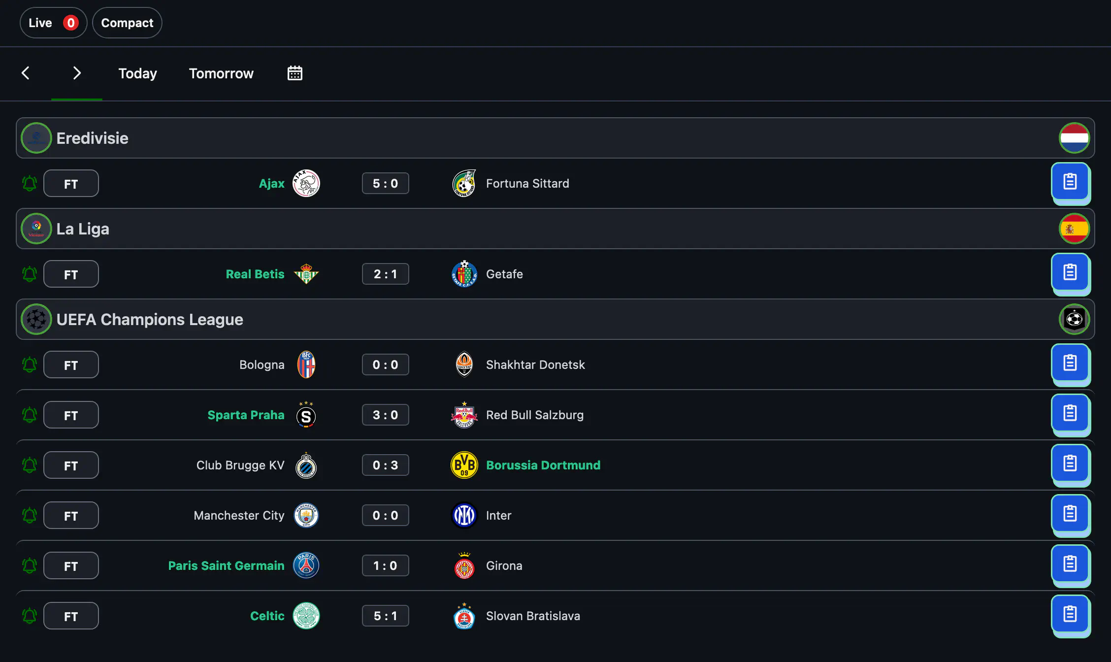 Score Space Daily Matches